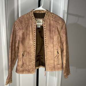 Cripple Creek Women's Genuine Leather Studded Western Jacket with Cross Back